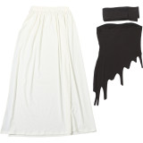 Autumn-Winter Women's Sexy Strapless Low Back Fashion Slit Ribbon Dress Set