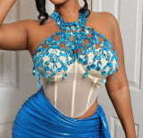 Women's Fashion Sexy Hollowed Out Vest Gem Crop Top