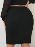 Elegant Fashion Plus Size Solid Bodycon Skirt