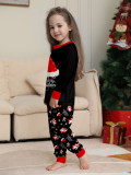 Christmas Family Matching Pajama Set Santa Hat Antlers Letter Print Black Pants Set