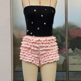 Women's Multi-Color Solid Sexy Lace Shorts