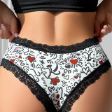 Cotton with Lace Sexy Ladies Panties Simple Floral Bodycon Comfortable Briefs