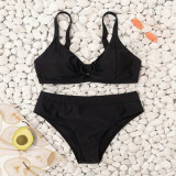 Solid Color Swimsuit Sexy Two Piece Bikini