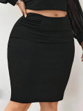 Elegant Fashion Plus Size Solid Bodycon Skirt