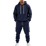 Autumn-Winter Fleece Hoodie Loose Casual Sport Sweatpants Set