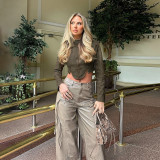 Autumn Stand Collar Long Sleeve Short American Jacket