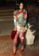 Autumn Print Style Street Tight Fitting Long Sleeve Jumpsuit