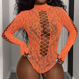 Women Beaded Bikini Long-sleeved Bodysuit Sexy Lingerie