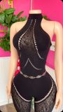 Women Round Neck Sleeveless Hollow-Out Sexy Jumpsuit
