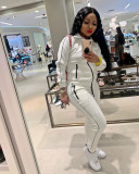 Women Casual Solid Striped Top and Pant Two-Piece Set