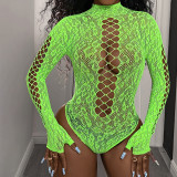 Women Beaded Bikini Long-sleeved Bodysuit Sexy Lingerie