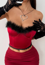 Christmas Women Patchwork Padded Fishbone Corset