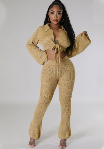 Women Autumn/Winter Casual Long-Sleeved Top and Pant Two-Piece Set