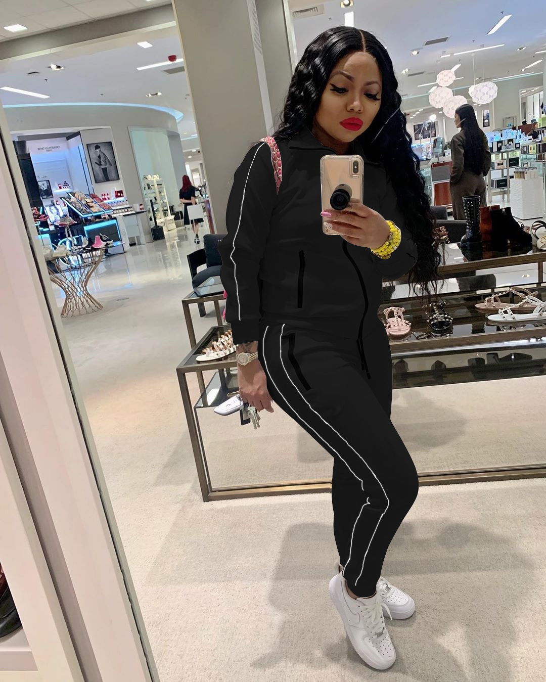 Women Casual Solid Striped Top and Pant Two-Piece Set