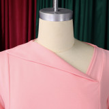 Women Elegant Slash Shoulder Three-Quarter Sleeve Irregular Dress