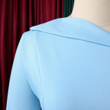 Women Elegant Slash Shoulder Three-Quarter Sleeve Irregular Dress