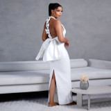 Women Sexy Backless Bow Sexy Bandage Dress