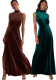 Women Stand Collar Sleeveless Slit Party Solid Maxi Dress