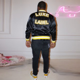 Women Autumn/Winter Ribbed Embroidered Baseball Jacket