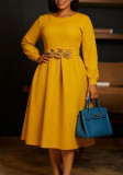 African Women Autumn/Winter Round Neck Long-Sleeved Floral Dress