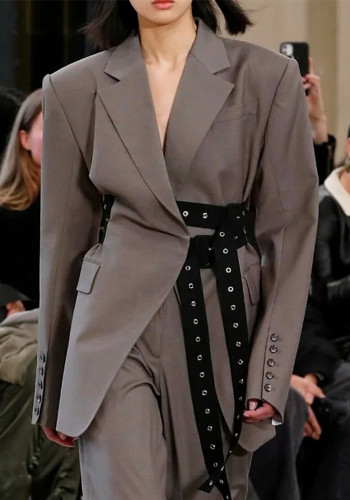 Women Belted Blazer Jacket