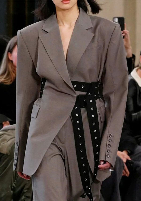 Women Belted Blazer Jacket