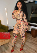 Women Winter Printed Sporty Jumpsuit Women Winter Printed Sporty Jumpsuit