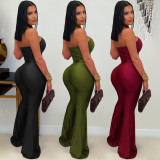 Women Solid Halter Neck Wide-Leg Jumpsuit