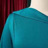 Women Elegant Slash Shoulder Three-Quarter Sleeve Irregular Dress