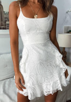 Women Spring/Summer Printed Ruffled Slip Dress Women Spring/Summer Printed Ruffled Slip Dress