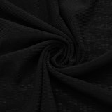 Women Autumn Solid Sexy Hollow-Out Mesh Patchwork Dress