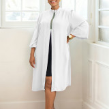 Plus Size Women Autumn Long Sleeve Solid Slit African Dress