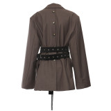 Women Belted Blazer Jacket
