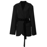 Women Belted Blazer Jacket