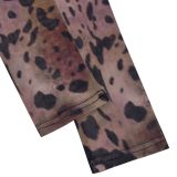 Women Sexy Leopard Print Mesh Print See-Through Jumpsuit