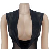 Women Sleeveless Pleated V-Neck Dress