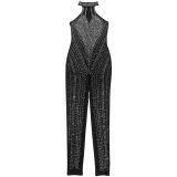 Women Elegant Solid Beaded Jumpsuit