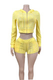 Women Printed Zipper Jacket and Shorts Two-Piece Set