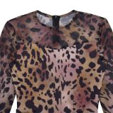 Women Sexy Leopard Print Mesh Print See-Through Jumpsuit
