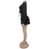 Women Tie-Waist Ruffled Dress