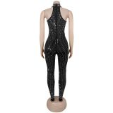 Women Elegant Solid Beaded Jumpsuit