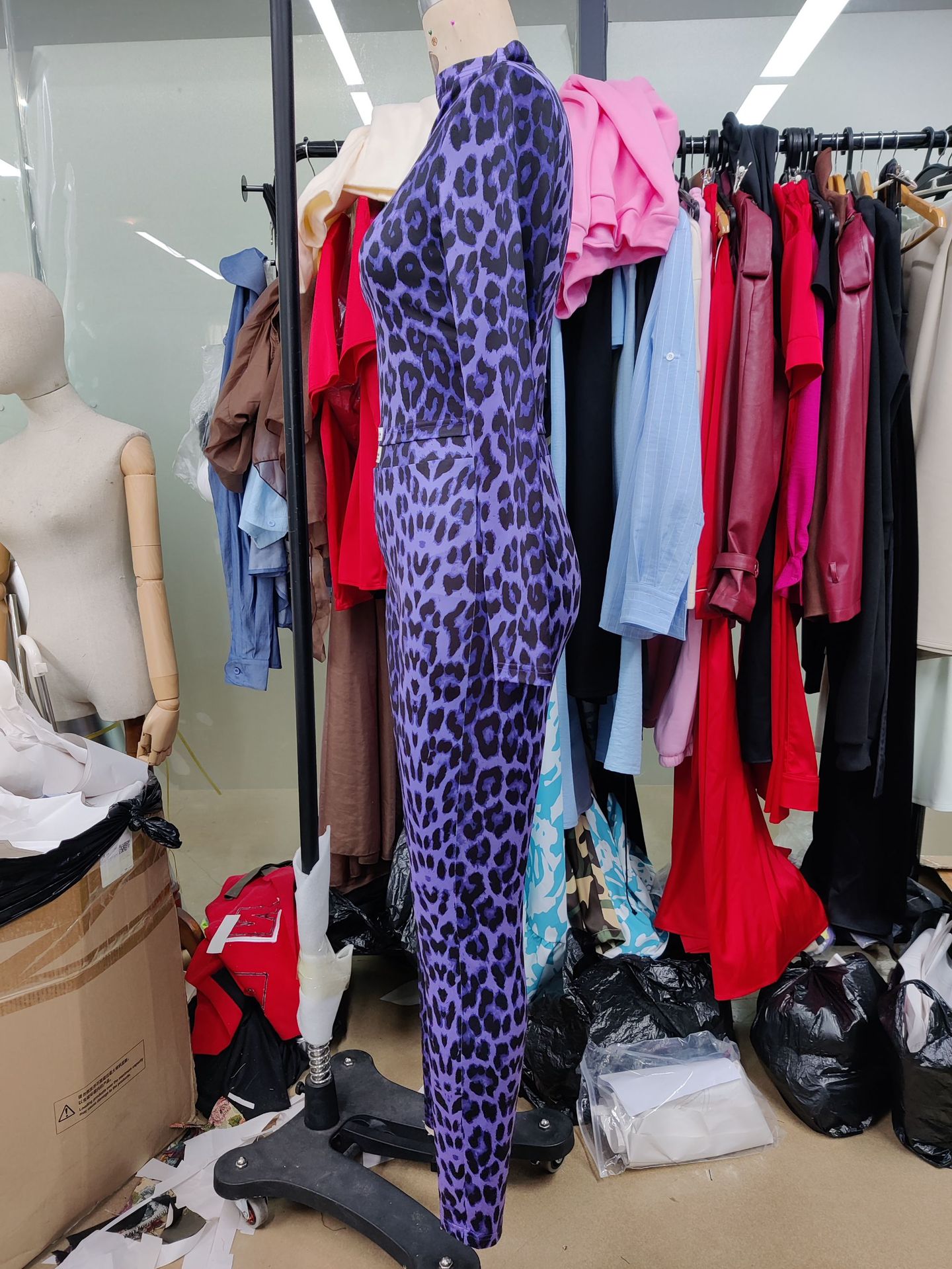 Women Leopard Print Long-Sleeve Top and Pant Two-Piece Set