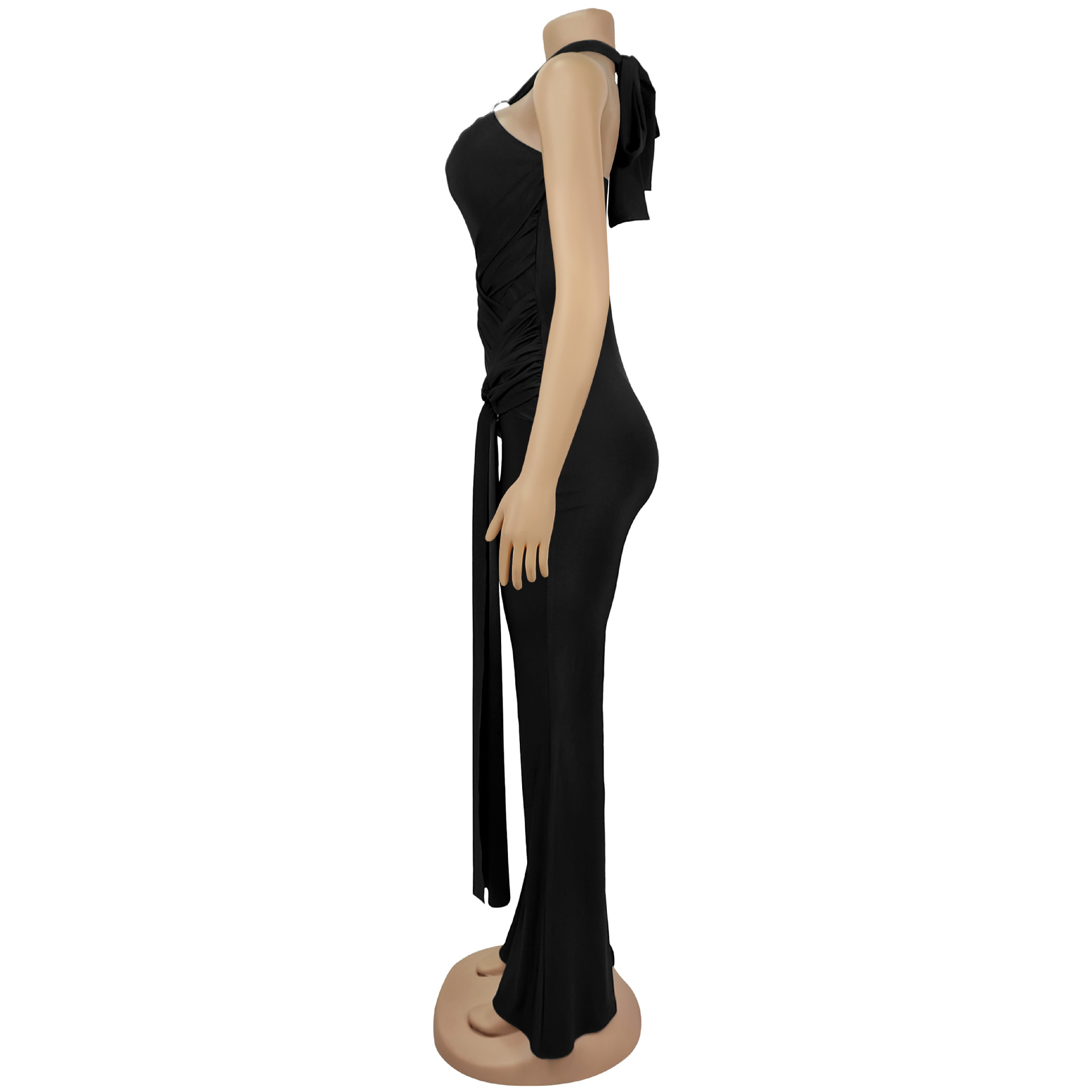 Solid Halter Neck Wide-Leg Jumpsuit for Casual Events
