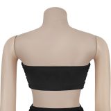 Women Sexy Strapless See-Through Mesh Top and Long Skirt Two-Piece Set