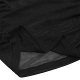 Women Sexy Strapless See-Through Mesh Top and Long Skirt Two-Piece Set