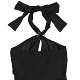 Women Solid Halter Neck Wide-Leg Jumpsuit