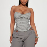 Women Sexy Crop Top Lace-Up Bra