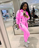 Women Casual Solid Striped Top and Pant Two-Piece Set