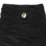 Women Sexy Strapless See-Through Mesh Top and Long Skirt Two-Piece Set