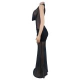 Women Sleeveless Pleated V-Neck Dress